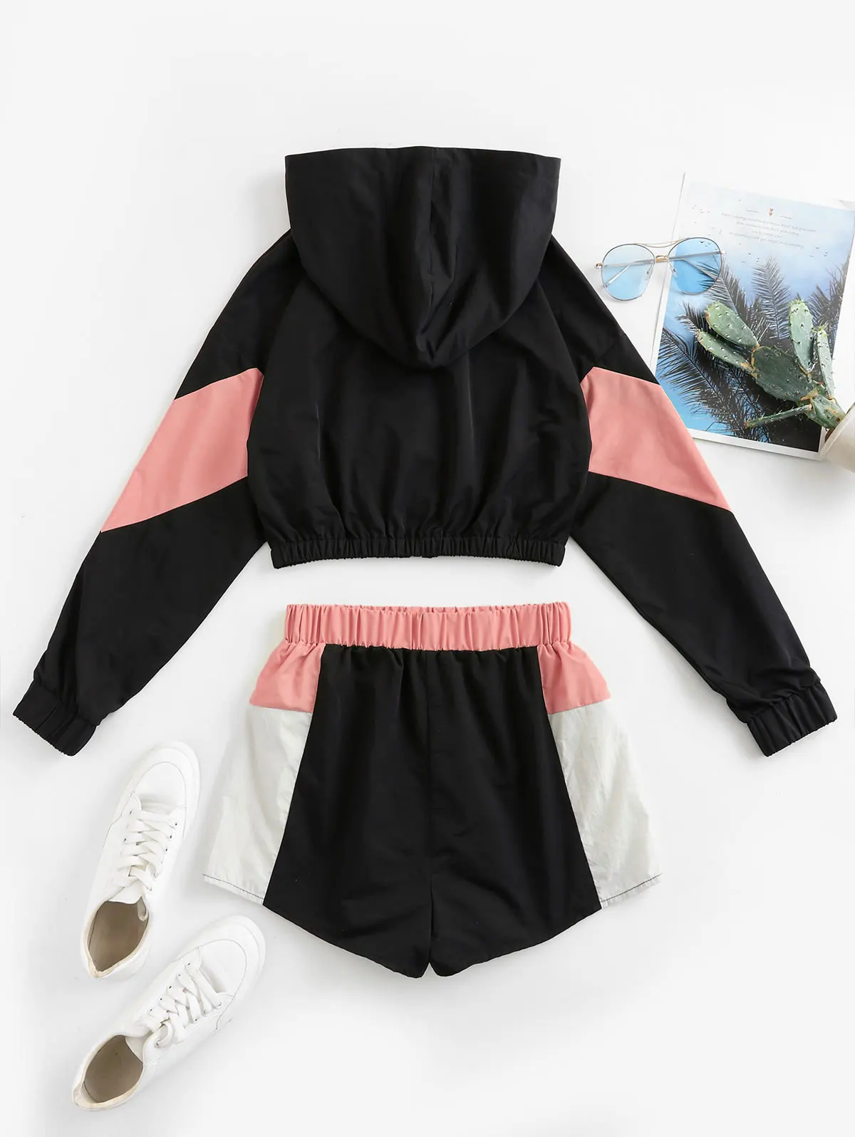 ZAFUL спортивный костюм укороченный топ комплект из 2 предметов куртка на молнии с