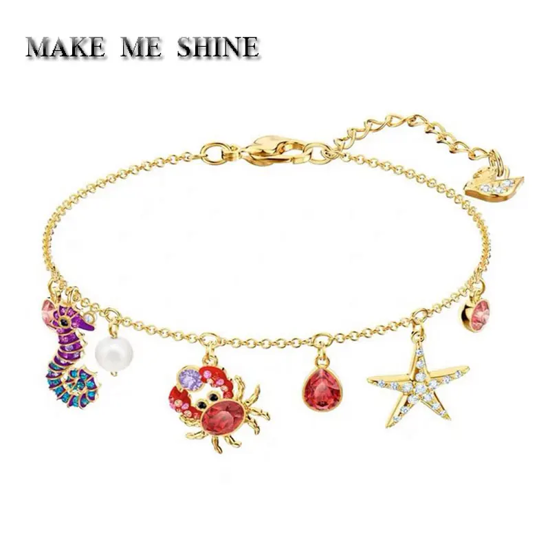 Женский яркий подводный мир SWA браслет с кристаллами в виде краба морской звезды