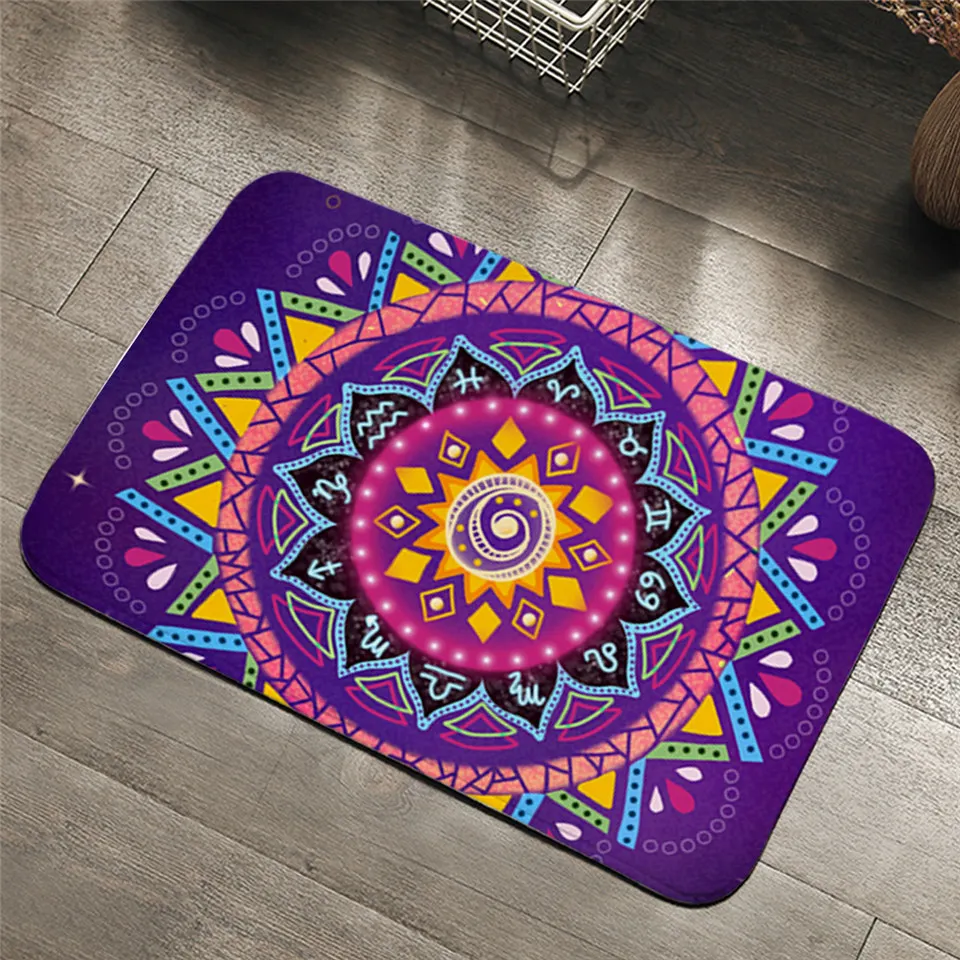 Ковер с изображением Зодиака мандалы львиных сердец фиолетовый мягкий ковер