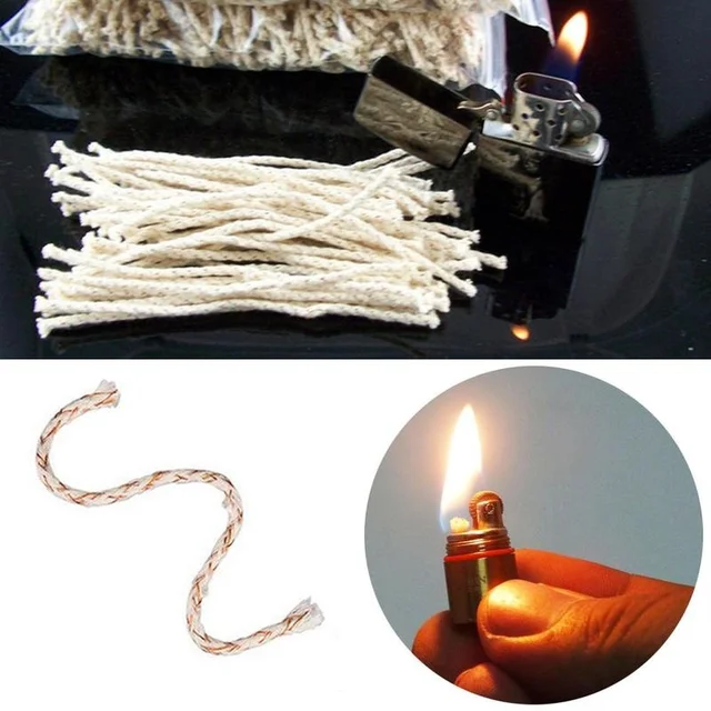 30pcs/Bag Kerosene Lighter Wicks Copper Wire Cotton Core For ZP Zorro Grind Wheel Lighter Replacement Accessories Inner Parts