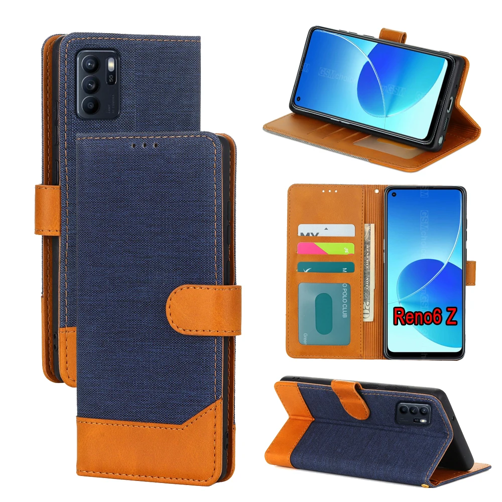 

Reno 6 Z Cloth Pattern Phone Leather Case For Oppo Reno6 Z 5G Cover Flip Wallet Magnetic Card Book For Oppo CPH2237 Reno 6Z Case