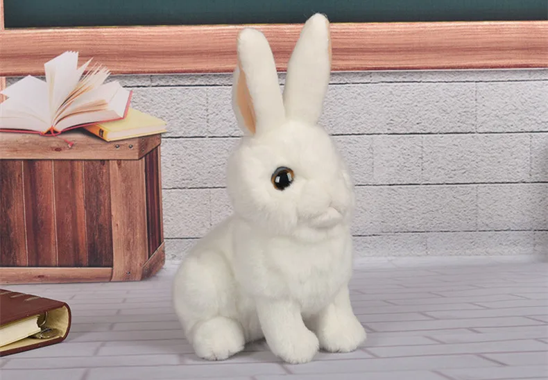 White Rabbit " /18 см реалистичные кошки собаки корова Шнауцер плюшевые игрушки, забавные реалистичные Реальная жизнь диких животных Ежик мягкие игрушки подарки для детей - Цвет: White Rabbit