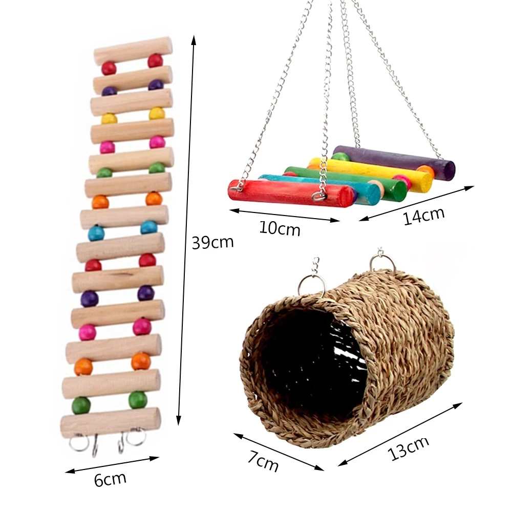 

Parrot Cage Toy Bird Nest Swing Ladder Squirrel Hamster Squirrel Hammock Small Animal Bird Cage Toy Kits