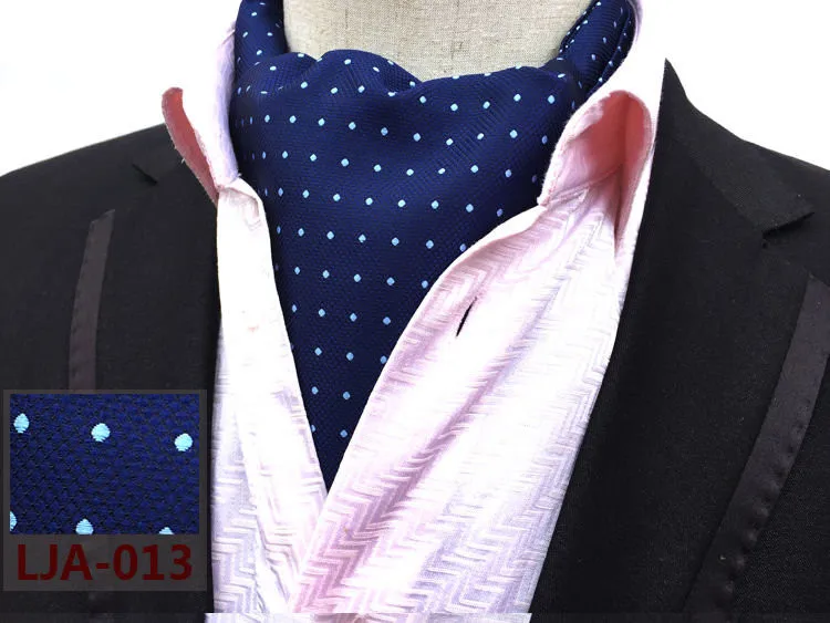 

Men's Ascot Tie Fashion Blue Dot Cravat for Gentlemen