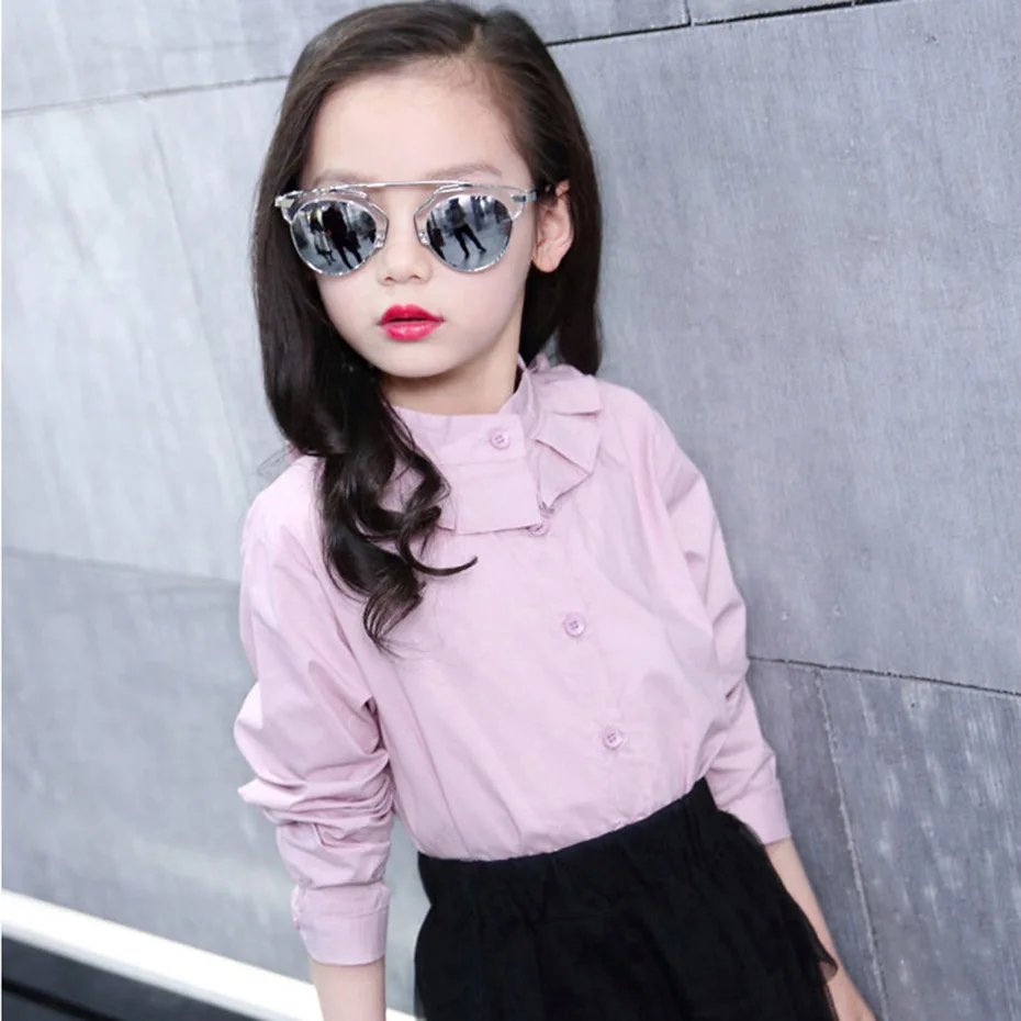 Girls White Blouse Solid For Peter Pan Collar Shirt Spring Autumn Fashion Children's Costumes | Детская одежда и обувь