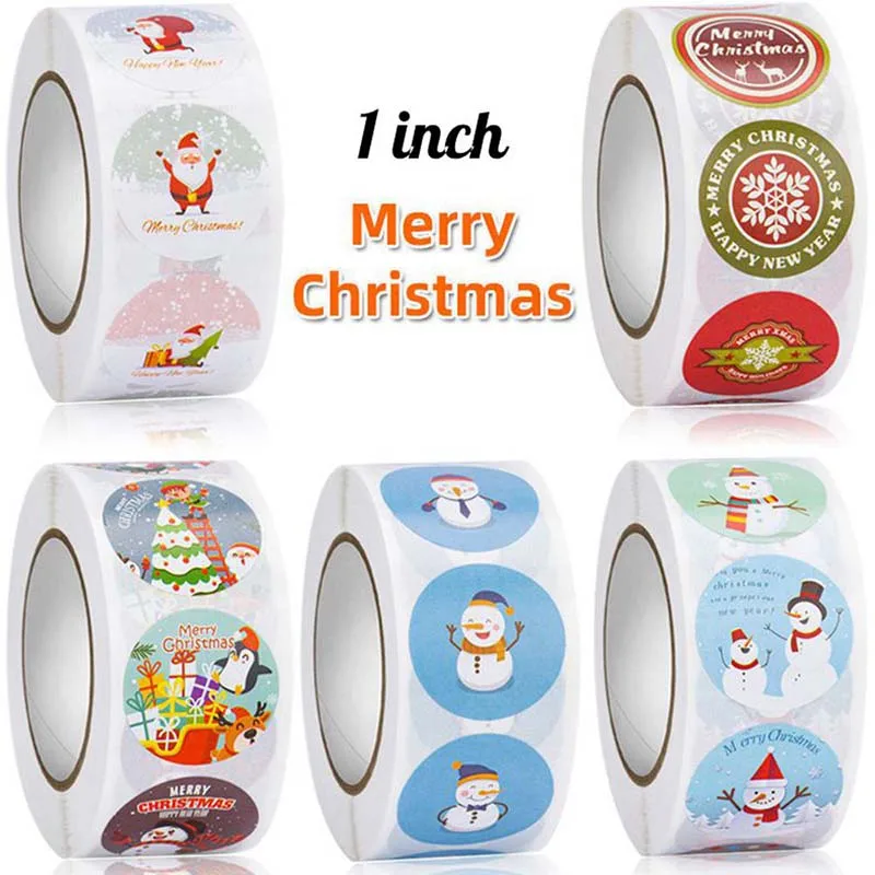 

500pcs Merry Christmas Stickers Snowman Santa Decorative Stickers Gift Box Label Christmas Tags Party Gift Decorations Labels