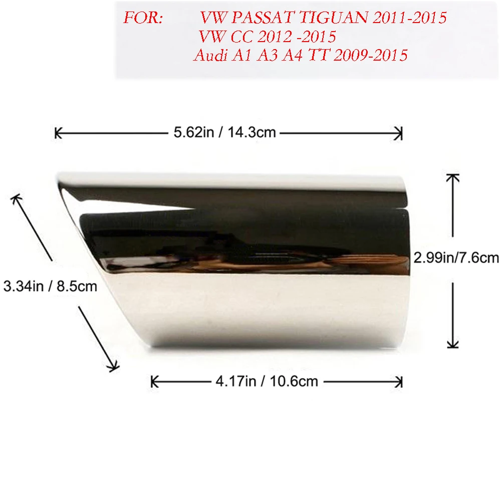 

2 шт./компл. чехлы на наконечники выхлопных труб из нержавеющей стали для Audi VW Volkswagen