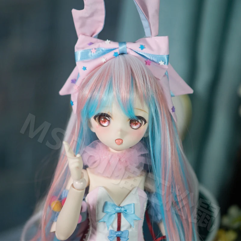 BJD кукольные парики: милый прямой парик с челкой, розовый и голубой белый BJD 1/3 1/6 Color. Бесплатная доставка.