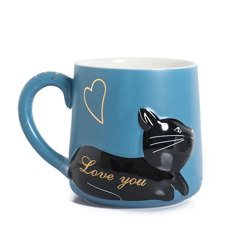 Креативная керамическая кружка с котом милая мультяшная кофейная Офисная 3D