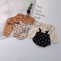 female baby thin ultra western fashion polka dot bib two piece suit for infants and young children outing long sleeved tide suit