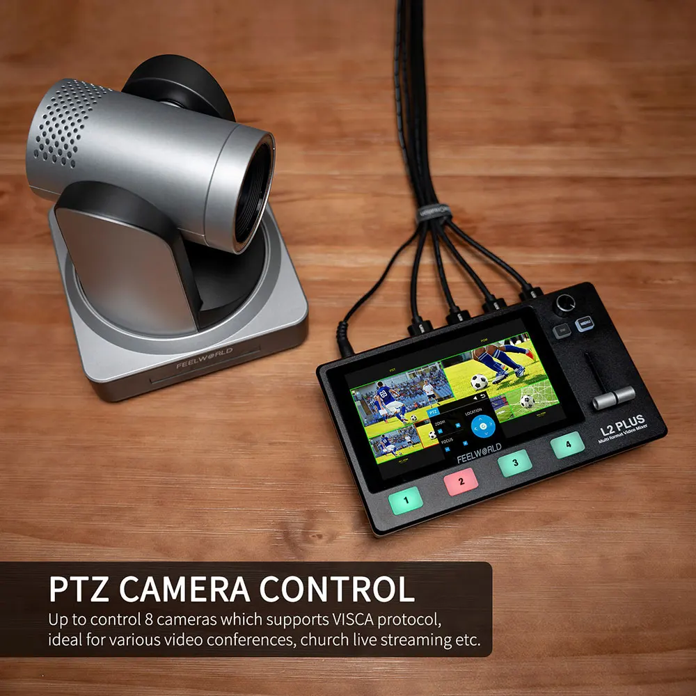 FEELWORLD Multi Camera Video Mixer Switcher 5.5 inch Touch Screen PTZ Control Chroma Key 4HDMI USB3.0 For Live Streaming L2 PLUS |