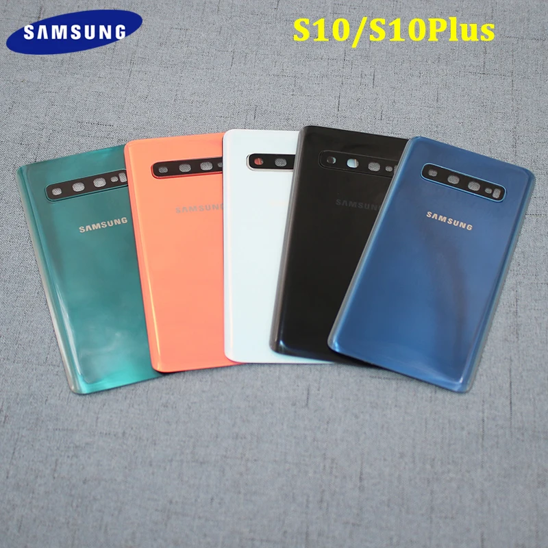 

Задняя крышка батарейного отсека S10 Plus, Оригинальный Корпус задней панели, Сменный Чехол для телефона Galaxy S10 S10 + с рамкой для объектива камер...