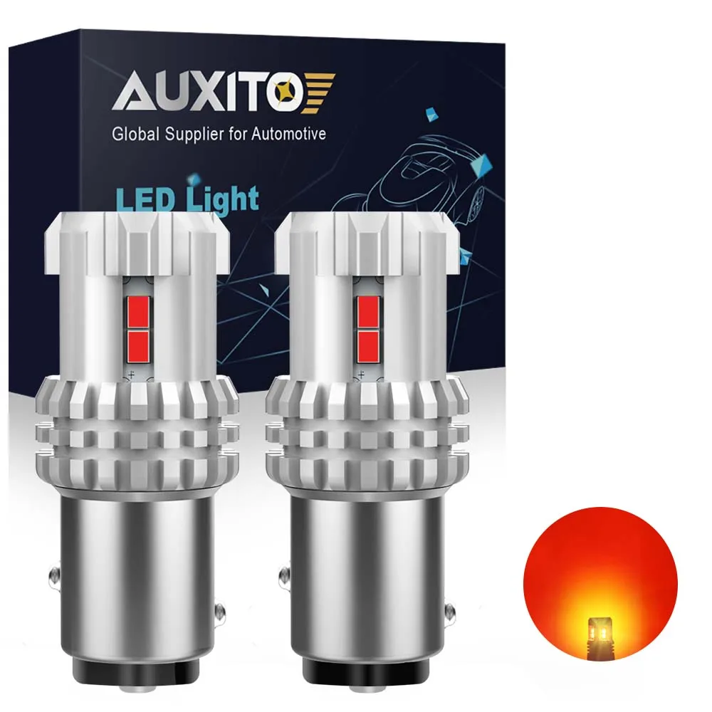 

Светодиодные лампы AUXITO PY21/5W BAY15S P21/5W 1157, красные лампы для указателей поворота, s, янтарные Автомобильные стоп-сигналы, задний фонарь для автомобиля, фонарь заднего хода, 2 шт.