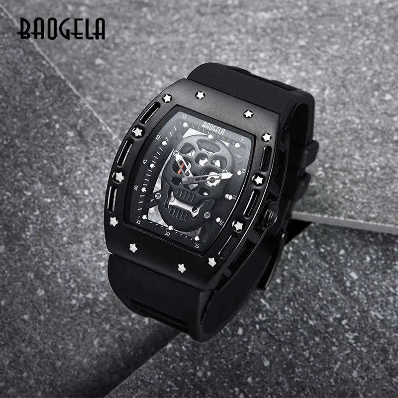 

Pirate Skull Style Men Watch Silicone Luminous Quartz Watches Military Wateproof Skeleton Wristwatch For Man 1612