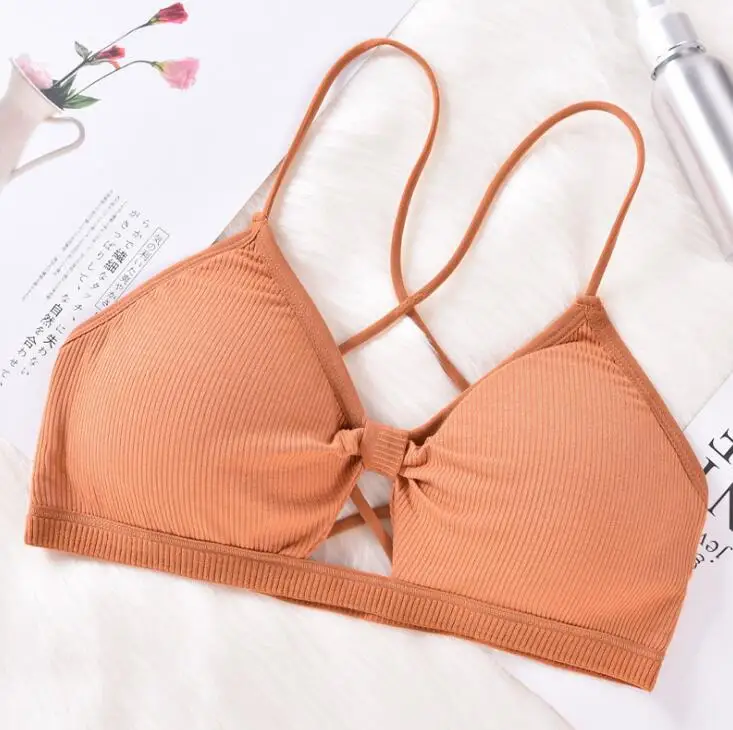 190 Orange Бюстгальтер без косточек с перекрестной спинкой, черный, белый, женский, пуш-ап, кружевной бюстгальтер, треугольный бюстгальтер, сексуальный, бесшовный, без косточек, нижнее белье, Soutien Gorge - Цвет: 190 Orange