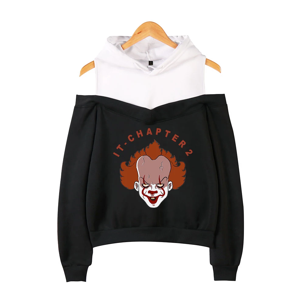 

it-chapter 2 Off-the-shoulder hoodie women New Arrivals Fashion Print it-chapter 2 hoody Strapless shoulder girls Sexy coats top