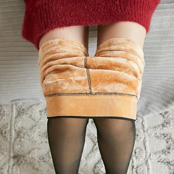 Warm Leggings Woman Winter Push Up Seamless Tights High Waist Slim Stockings Fake Transparent and Fleece Legins 1
