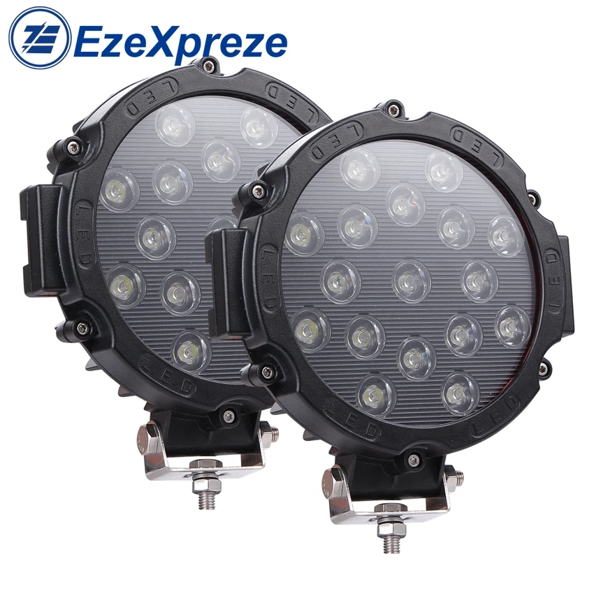 2 шт. 7 дюймов Светодиодная рабочая фара бар 12V 24V 51 Вт 4х4 аксессуары для