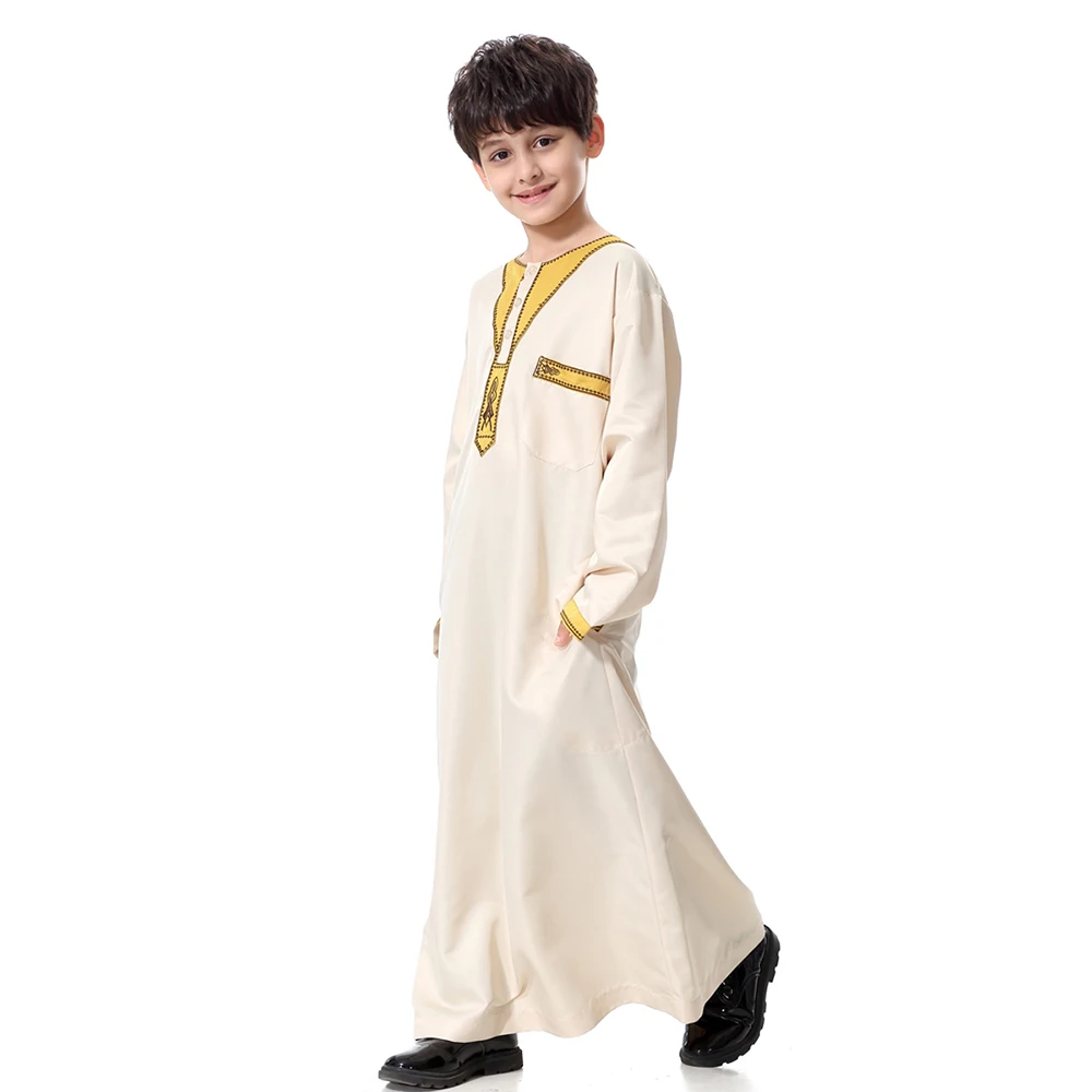Hanyimidoo Muslim Abaya for Boys Jubba Thobe Middle East Long Robes Kaftan Arab Dubai Adult Long sleeve Islamic Clothing