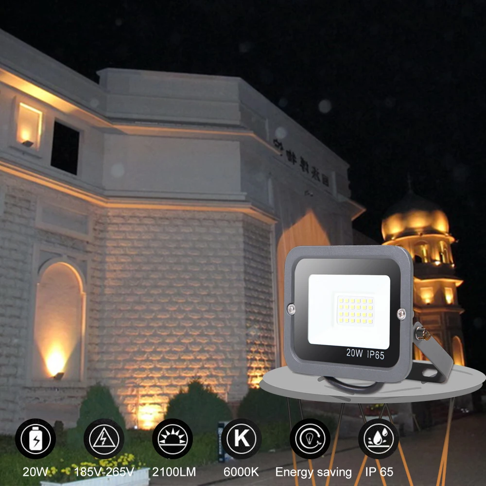 

2 Pcs/set 20W led spotlight 220V led reflector light IP66 Waterproof Outdoor Security Spotlight for Yard Garage Warehouse Garden