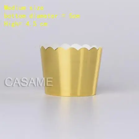 Middle-Gold 50 шт Великолепная большая фольга бумажная формочка держатели Свадебные украшения обертка обертывания булочка с кексом бумажный чехол - Цвет: Middle-Gold