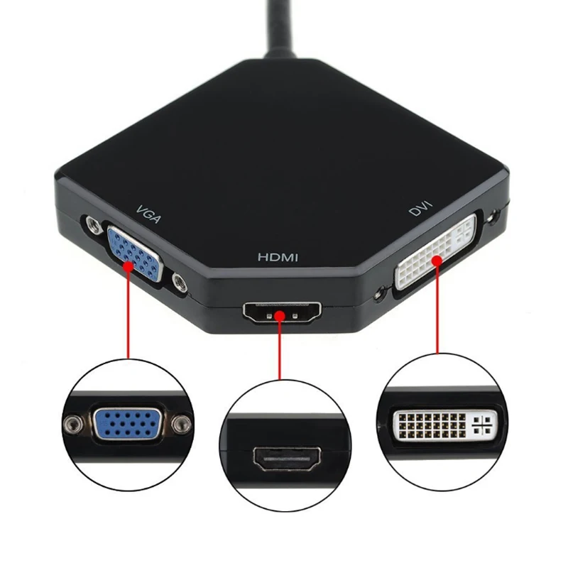 Адаптер 3 в 1 Mini DP DisplayPort-HDMI VGA DVI Мини кабель-конвертер для Mac Book Pro Air Monitor DisplayPor |