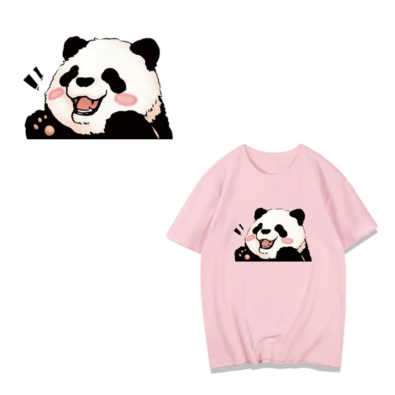 

Cute Panda iron on patches for Clothing Heat Transfer Stickers on Clothes for Kids T-shirt DIY Applique Thermal Transfer Vinyl G