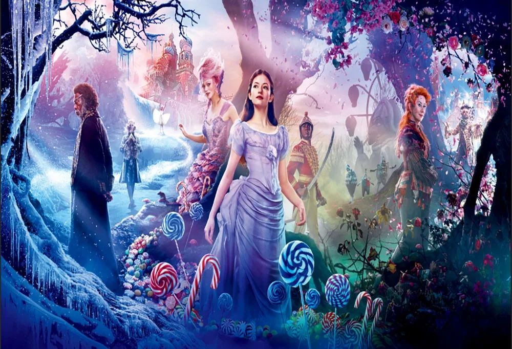 Фон для студийной фотосъемки с изображением сказочного леса и дерева 220x150 см|Фон