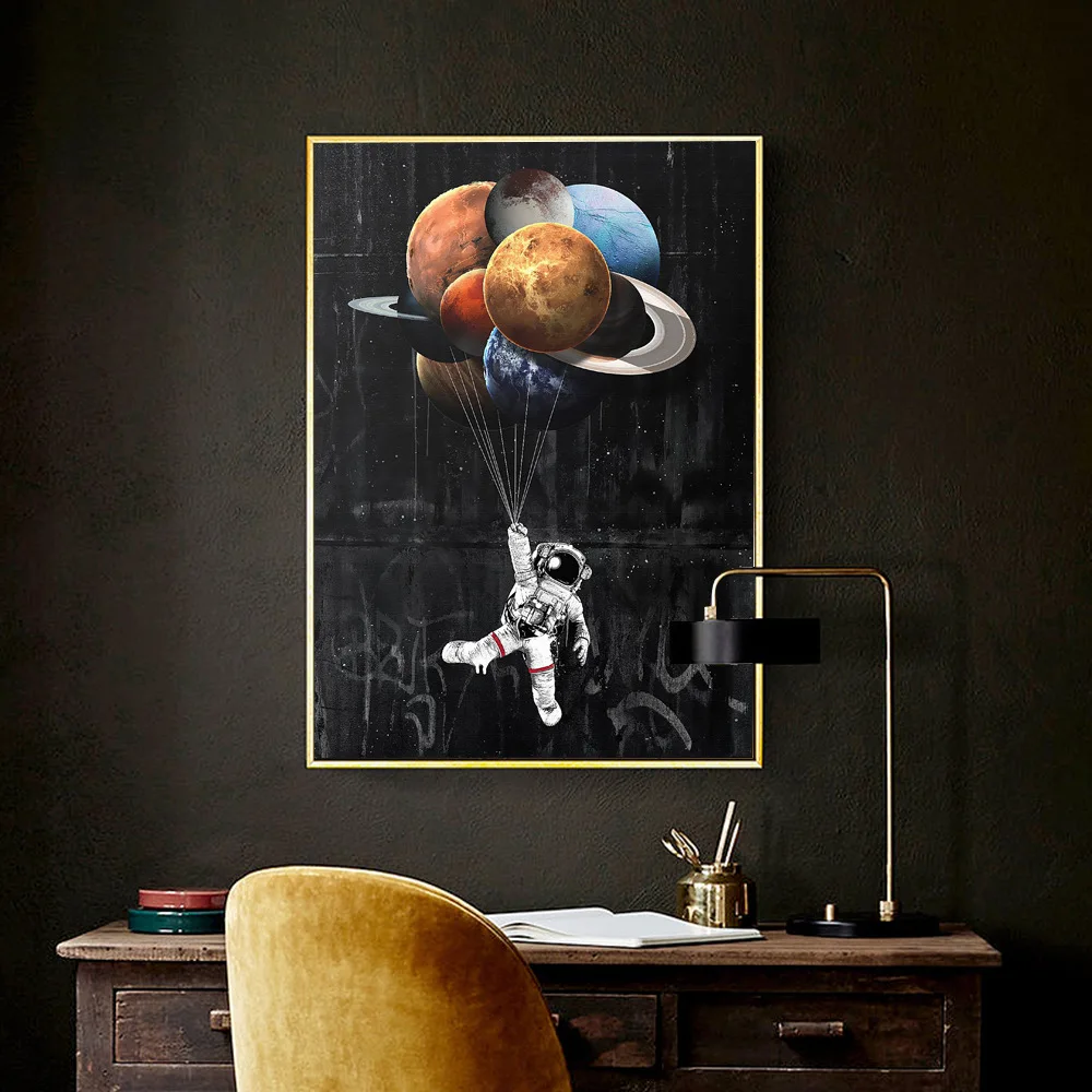 

Cartoon Space Astronaut Universe Planet Exploration Poster Home Decor Painting Wall Art Pictures Kraft paper poster Wall sticker