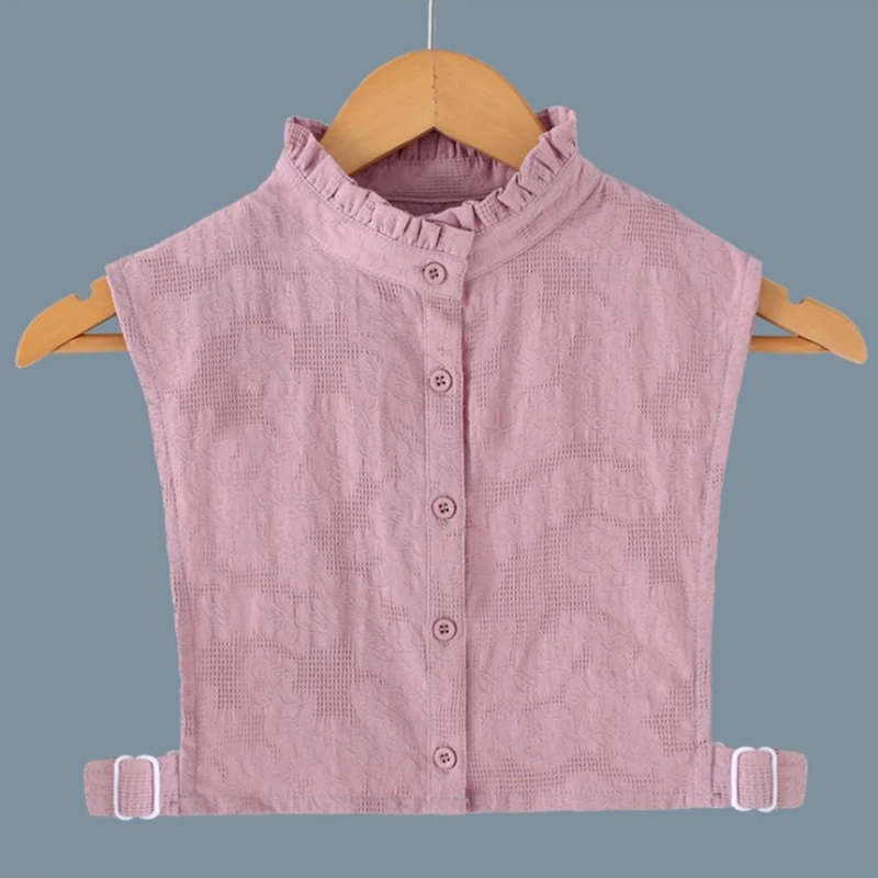 

Women Ruffled Lapel Decorative False Collar Floral Jacquard Half Shirt Dickey