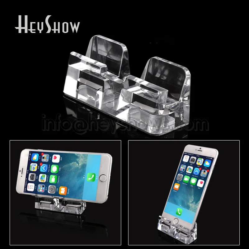 10Pcs Universal Clear Mobile Phone Display Stand Transparent Acrylic Cellphone Holder Can Work With Alarm System For Phone Store