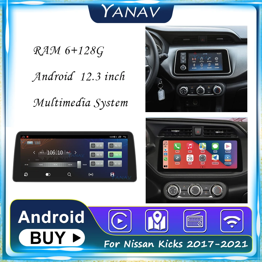 

Автомагнитола на Android 128G для Nissan Kicks 2017-2021, GPS-навигация, стерео-прием, Мультимедийный MP3-плеер с Carplay IPS DSP