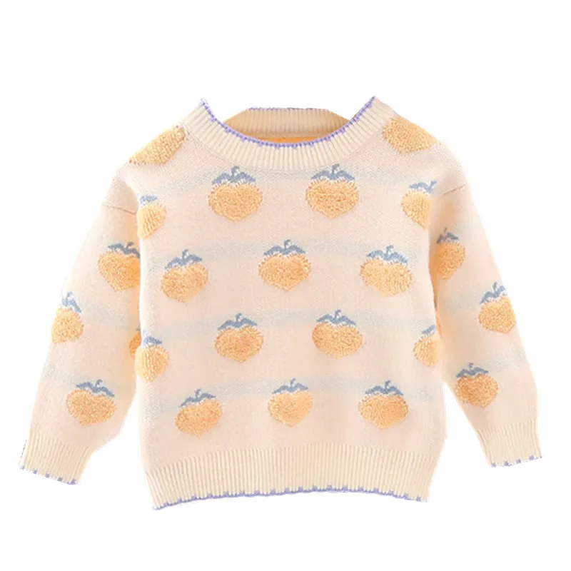 

Children Clothing Sweater 2020 Autumn New Love Peach Lace Sweater Girls Tops Middle Small Kids Clothes Baby Girls Tops 1-5 Years