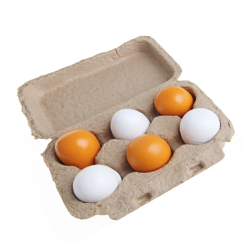 

6pcs Wooden Eggs Yolk Pretend Play Kitchen Food Cooking Kid Child Toy Gift Set 77HD