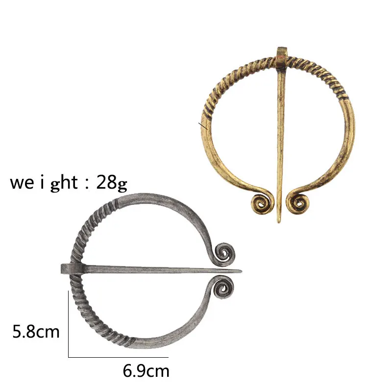 

Bronze Nordic Viking Brooch Round Spiral And A Movable Needle Viking Brooch Pin Pirate Men's Coat Cloak Brooch Jewelry
