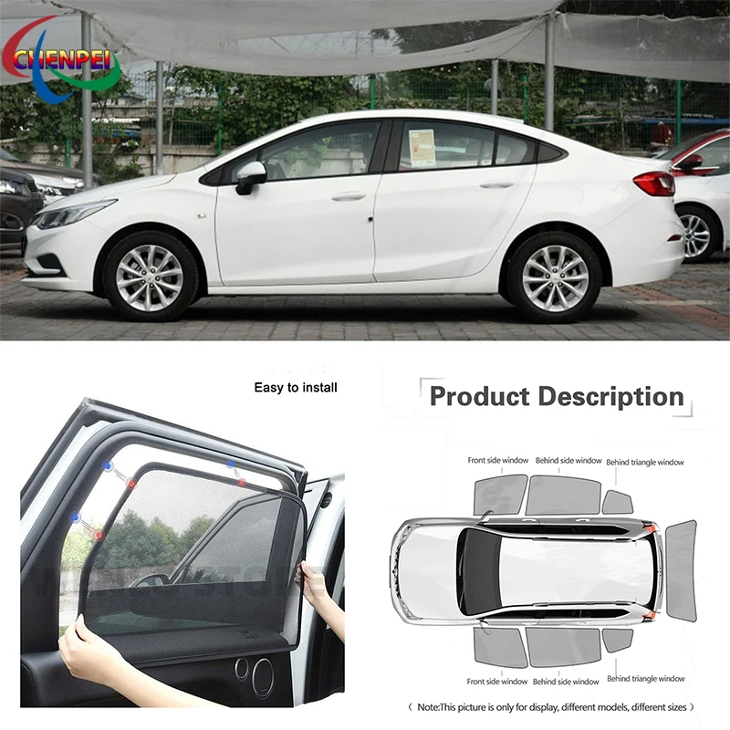 For Chevrolet Cruze Sedan 2013-2016 Car Full Side Windows Magnetic Sun Shade UV Protection Ray Blocking Mesh Visor Accessories