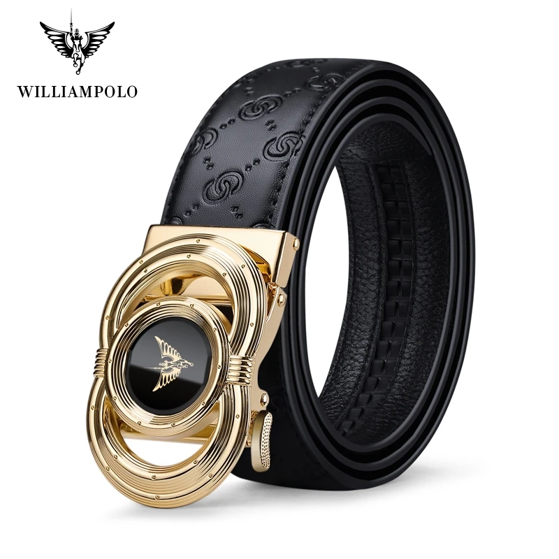 Ремень Williampolo мужской с автоматической пряжкой модный пояс из натуральной кожи |