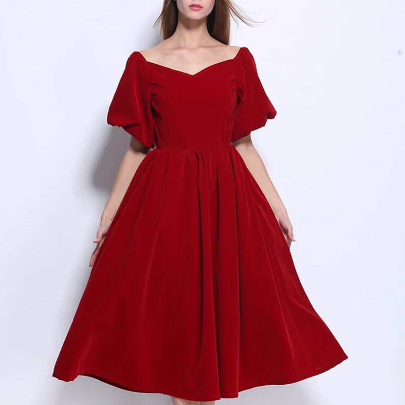 VGH элегантное вечернее платье для женщин Slash шеи с открытыми плечами пышными