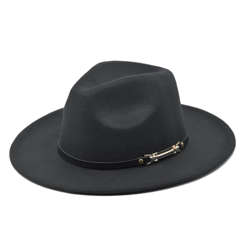 Women's Top Hat Man Fedora Homme Felt Wide Brim Jazz Hat Wool Cap Femme Party Flat Eaves Wedding Church Hat Cowboy Winter Autumn