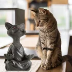 Чудесная черная статуэтка Будды кошки, коллекционная Статуэтка для медитации, йоги, счастливая кошка, скульптуры для улицы, сада, дома, миниатюры Jardinage