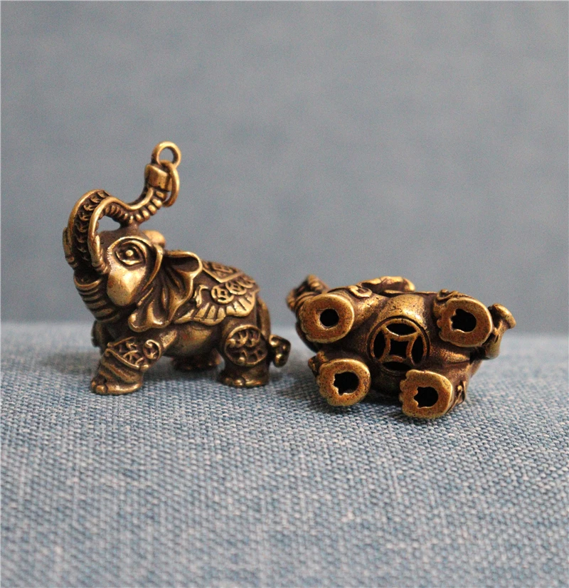 Медная Статуя знаменательного слона маленькие украшения ретро латунный Декор