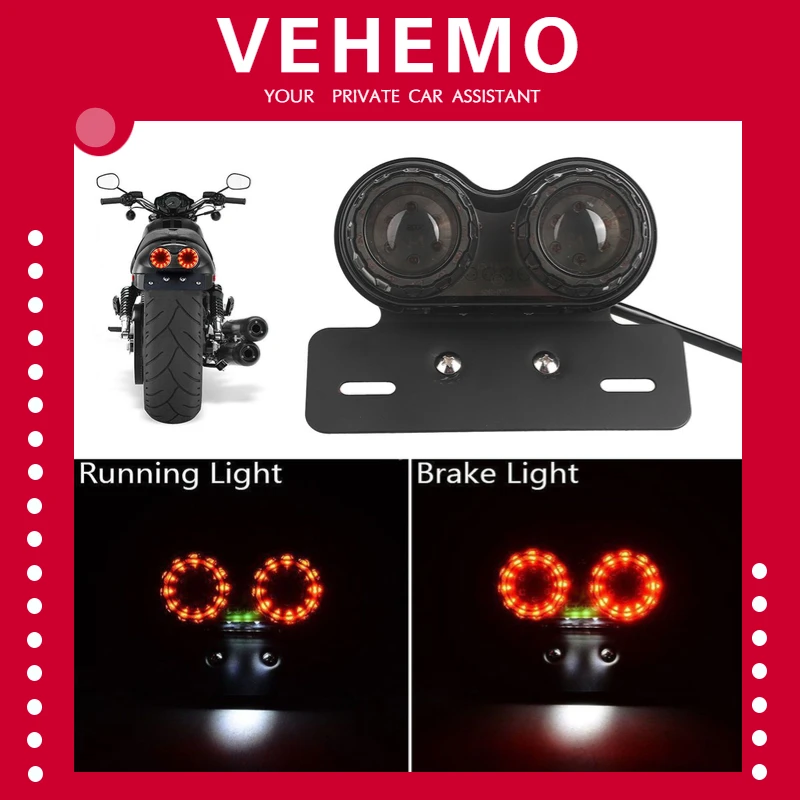 Vehemo DC 12 В двойной светодиодный светильник стоп сигнал мотоциклетный