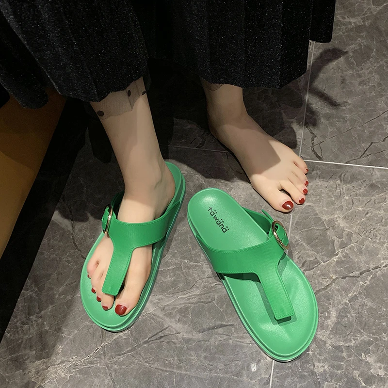 

2022 Summer New Women's Slippers Comfortable Flat-bottomed Women's Flip Flops Open-toed Casual Beach Sandals Womens Slides