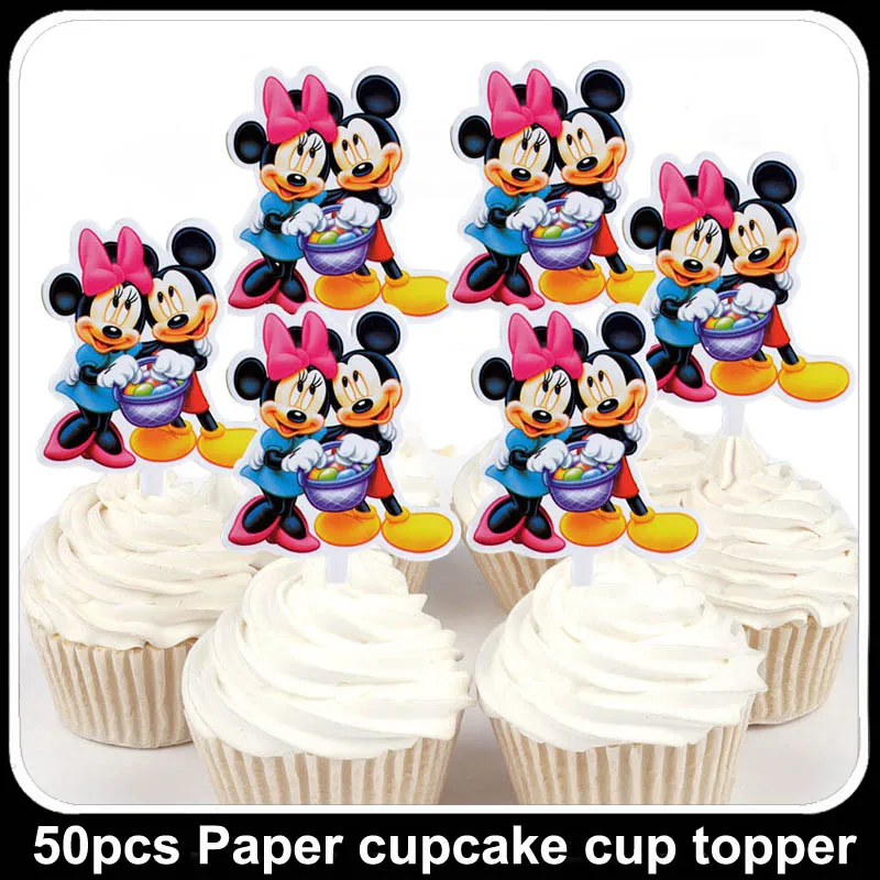 50 шт. Дисней Минни Микки Маус принцесса Ариэль София Белла Фея бумажные Топпер