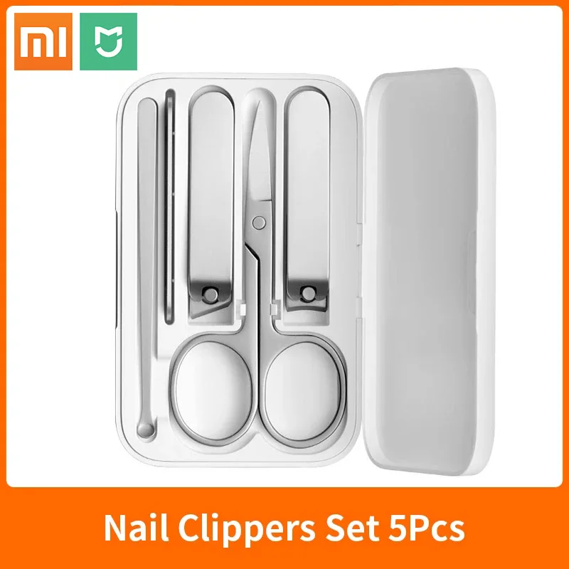 

5pcs/Set Xiaomi Mijia Stainless Steel Nail Clippers Trimmer Pedicure Care Clippers Earpick Nail File Professional Beauty Tools