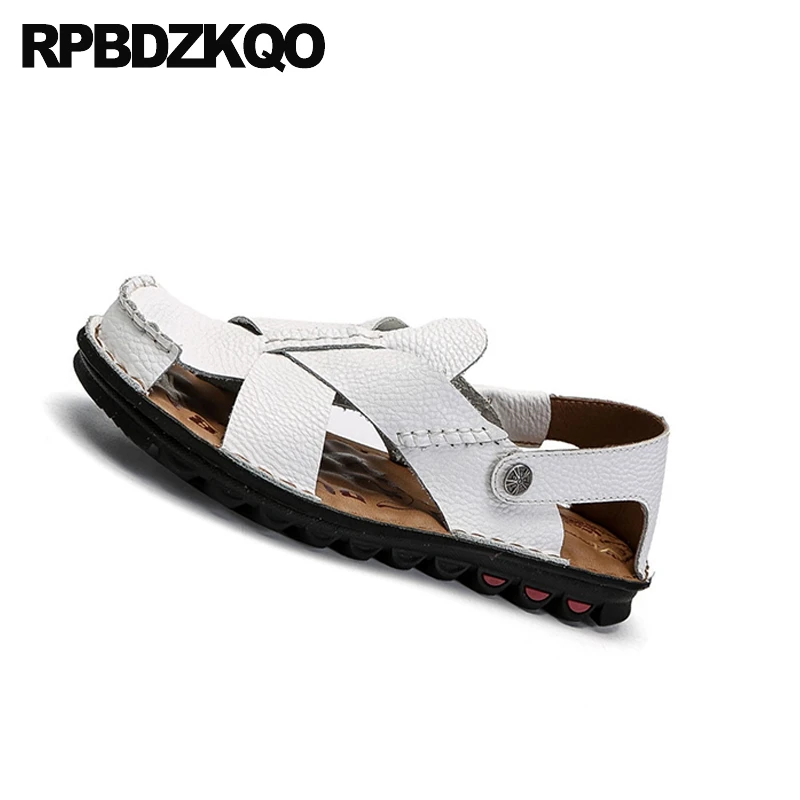 Шлепанцы мужские с закрытым носком дышащие сандалии гладиаторы натуральная кожа