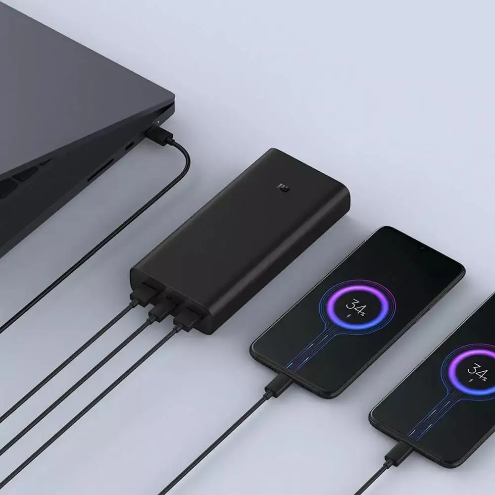 XIAOMI MI power bank 3 20000mAh Flsh Fast charging 50W MAX output for laptop phone USB-C/A UV-shell case |