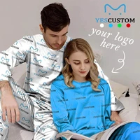 custom face your logo mens pajamas white long sleeve set suit clothes home look tie dye unique design personalized indoor soft
