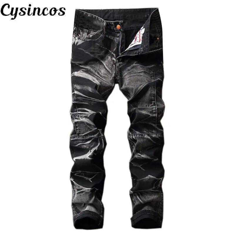 CYSINCOS мужские джинсовые брюки с вышитыми дырками 2018 модные новые повседневные