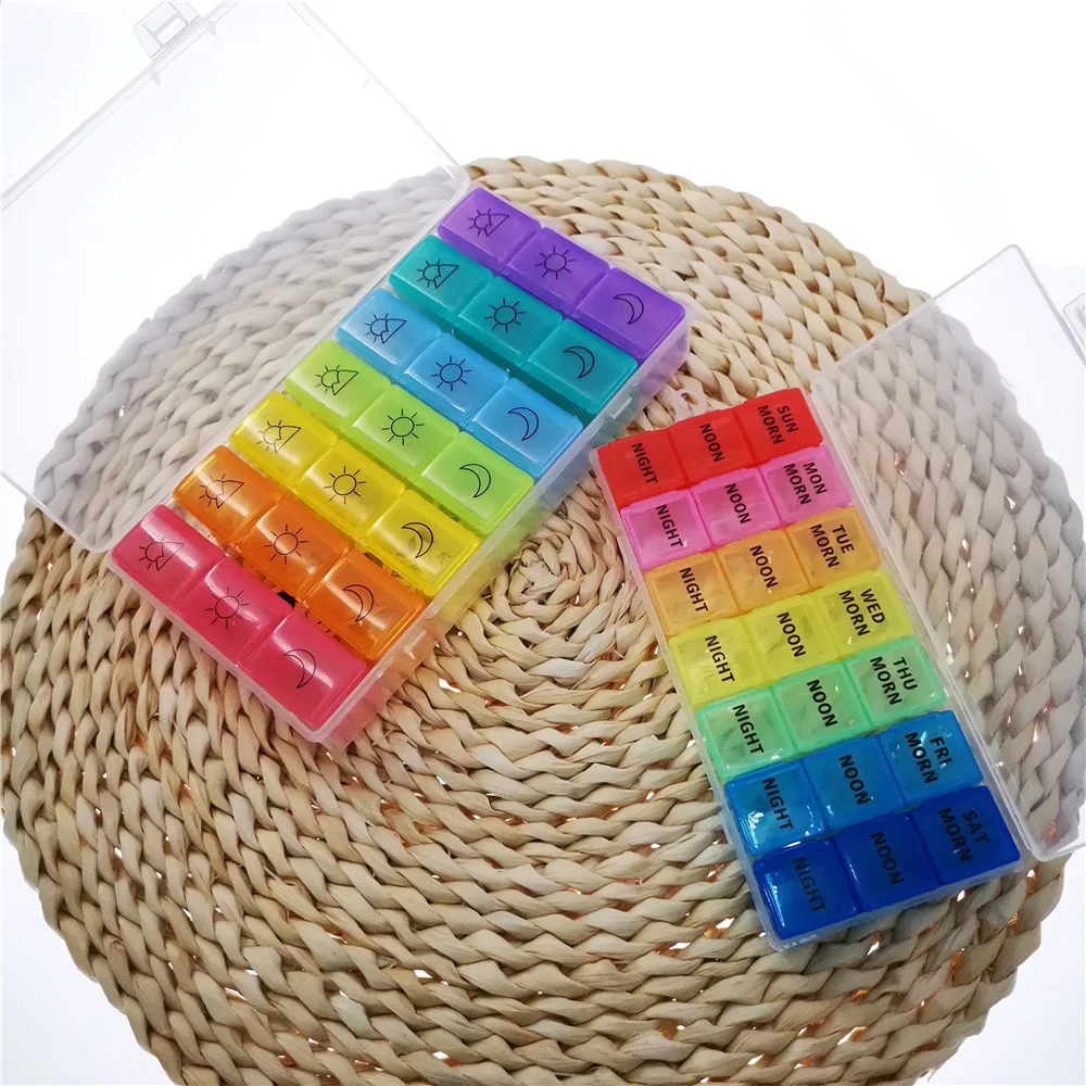 

3 Row 21 Grids 7 Days Weekly Pill Case Medicine Tablet Dispenser Organizer Pill Box Splitters Pill Storage Container New